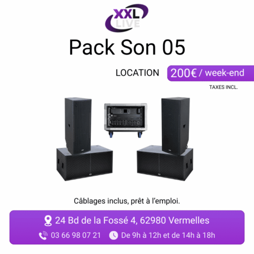 Pack son passif à louer - 2 enceintes Vibe 30 colonne, 2 caissons de basse RS 218 et rack d'amplification flight case - XXL Live