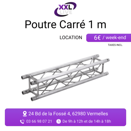 Location poutre truss carrée aluminium 1 m - élément de structure modulable pour grill et portique d'éclairage - XXL Live