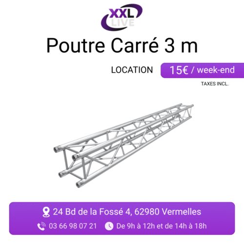 Location poutre truss carrée aluminium 3 m - élément de structure modulable pour grill et portique d'éclairage - XXL Live