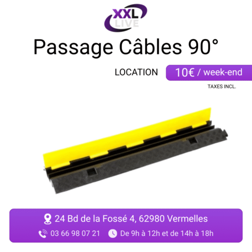 Location passage câbles 90° caoutchouc jaune et noir - protection de câbles au sol pour événements - XXL Live