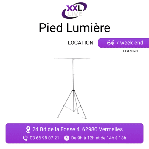Location pied lumière trépied avec barre en T - support pour projecteurs et éclairage scénique - XXL Live