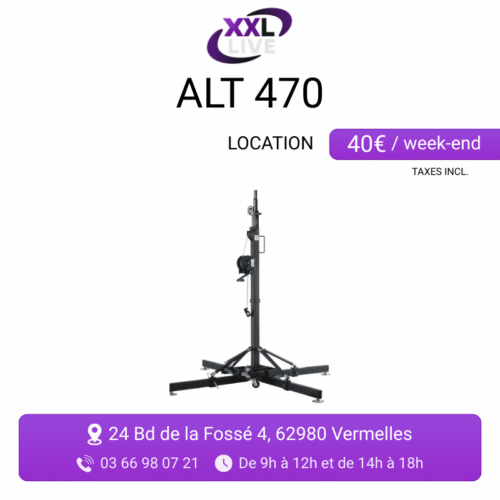 Location pied de levage professionnel ALT 470 à treuil - support grande hauteur pour structure truss et éclairage scénique - XXL Live
