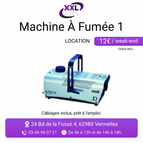 Location machine à fumée compacte entrée de gamme - effet fumée pour soirées et événements - XXL Live
